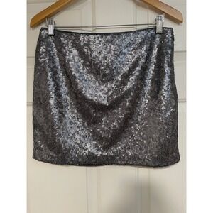 Gap Sequin Mini Skirt Silver Grey Club Party‎ Festival Shimmer Sparkly XS Y2K